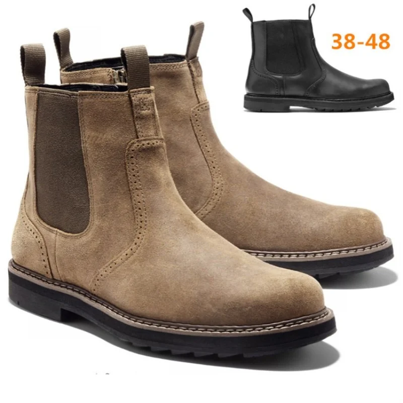 

Men Chelsea Boots Handmade Women Boot Autumn Winter Faux Suede Retro Ankle Boots Zapatos Hombre Luxury Brand Mens Shoes