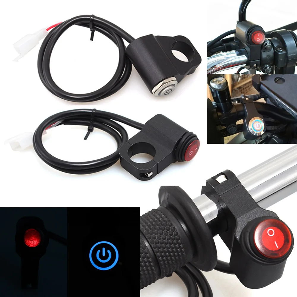 

Universal LED Motorcycle Switch ON-OFF 7/8" 22mm Handlebar Mount Waterproof 12V Fog Light Indicator Lamp Moto Switches Button