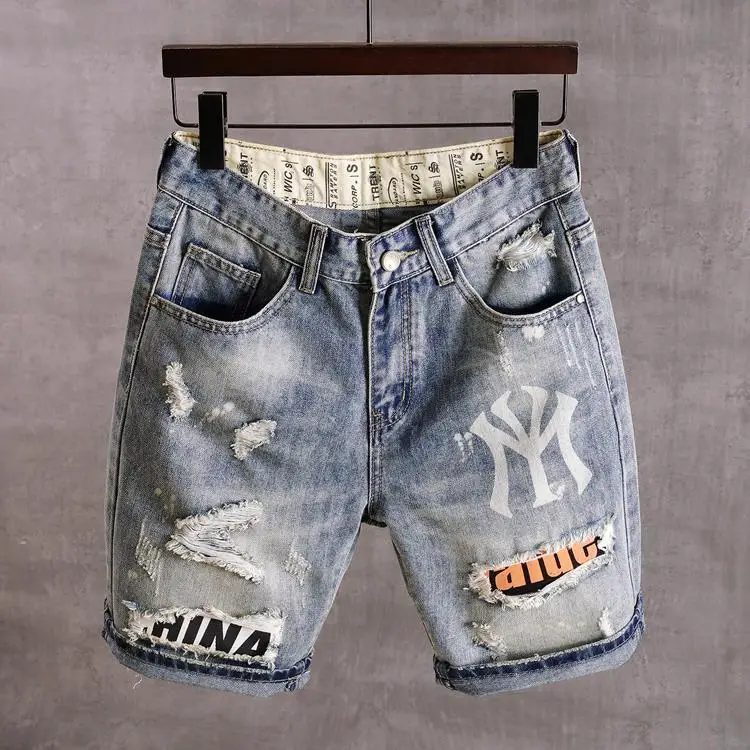 Men's Denim Shorts With Holes Washed Korean Style Straight Quarter Patch Casual Jeans
Men's Denim Shorts With Holes Washed Korean Style Straight Quarter Patch Casual Jeans