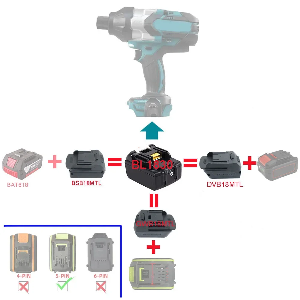 Адаптер для литий-ионной батареи BSB18MTL DVB18MTL GWB18MTL для Bosch BAT618, Devon, Worx, Makita, литиевые электроинструменты
Адаптер для литий-ионной батареи BSB18MTL DVB18MTL GWB18MTL для Bosch BAT618, Devon, Worx, Makita, литиевые электроинструменты
