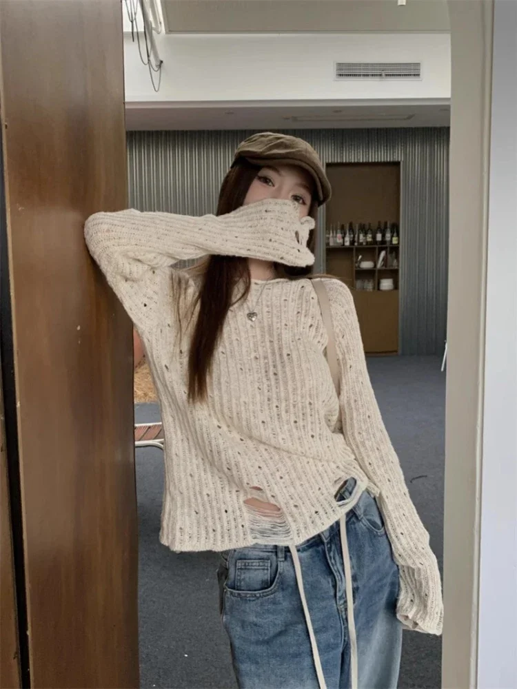 Women Grunge Loose Streetwear Pullovers Autumn Vintage Casual Knitted Hollow Out Jumpers Trendy Y2k Aesthetic Fashion Sweaters
Women Grunge Loose Streetwear Pullovers Autumn Vintage Casual Knitted Hollow Out Jumpers Trendy Y2k Aesthetic Fashion Sweaters