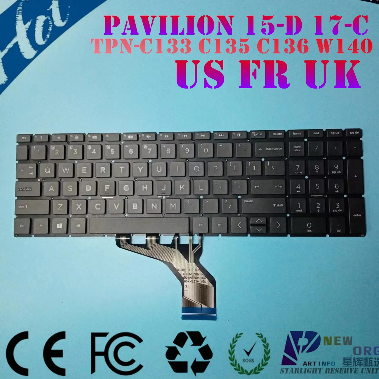 

Laptop keyboard for HP 15-DA 15-DB 15-DX DR CX 15-CS 15-CW 250 255 G7 15S-DU 15S-DY TPN-C133 C135 C136 C139 W140 White GRAY