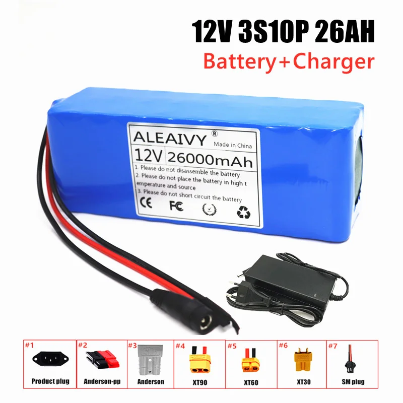 12V 3S10P 26AH rechargeable battery pack 18650 portable lithium-ion battery DC 12V 26000mAh with BMS battery pack+3A charger
12V 3S10P 26AH rechargeable battery pack 18650 portable lithium-ion battery DC 12V 26000mAh with BMS battery pack+3A charger