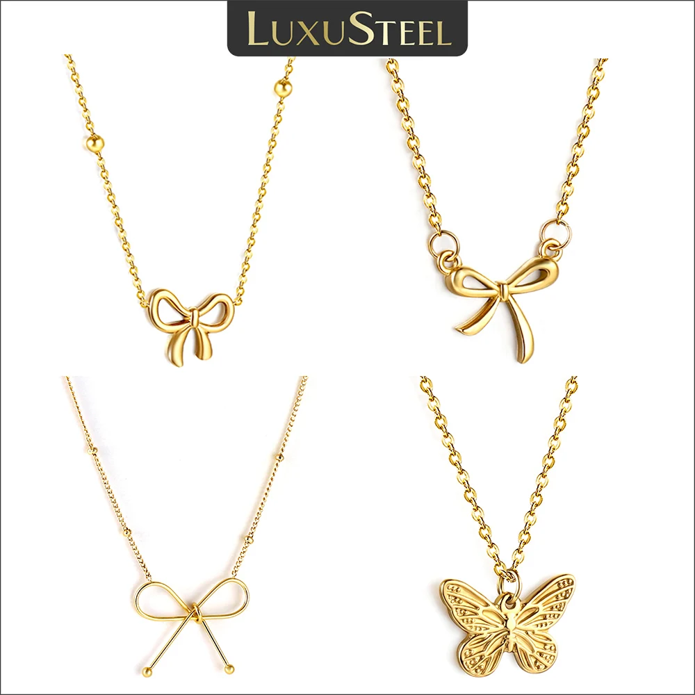 LUXUSTEEL Sweet Bow Tie Butterfly Pendant Necklace Stainless Steel Link Clavicle Chain Choker For Women Girl Party Jewelry Gifts
LUXUSTEEL Sweet Bow Tie Butterfly Pendant Necklace Stainless Steel Link Clavicle Chain Choker For Women Girl Party Jewelry Gifts