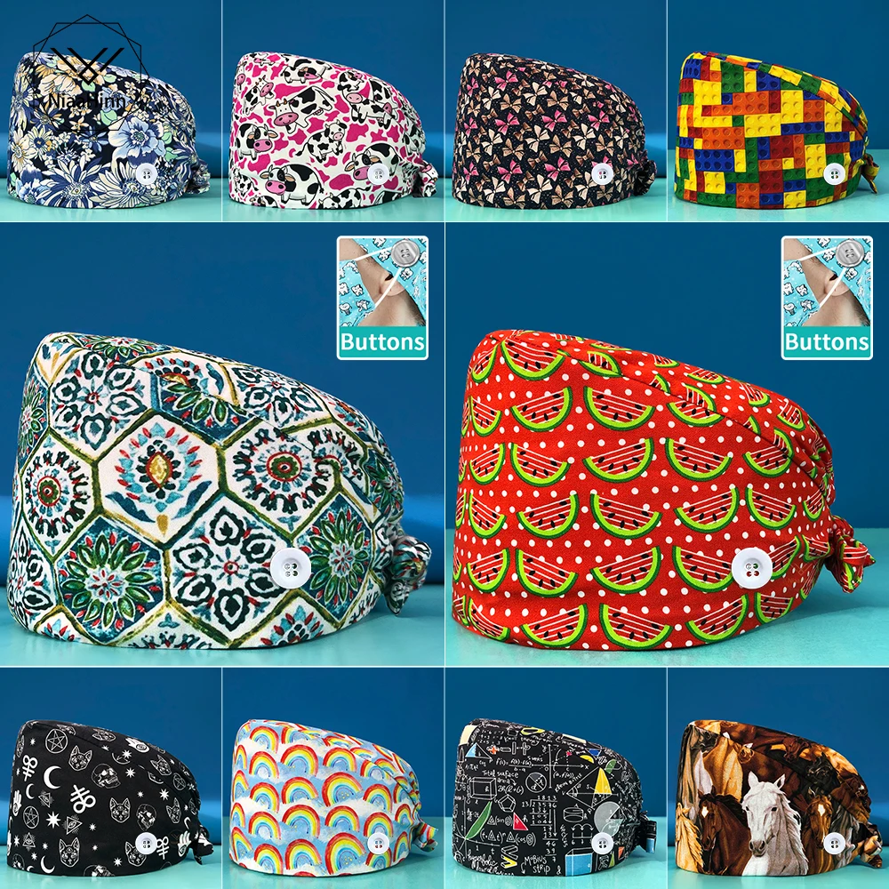 High Quality Printed Surgical Hat Breathable Nurse Scrubs Cap Doctor Hat Dentistry Lab Cap Pet Beauty Salon Work Hat with Button
High Quality Printed Surgical Hat Breathable Nurse Scrubs Cap Doctor Hat Dentistry Lab Cap Pet Beauty Salon Work Hat with Button