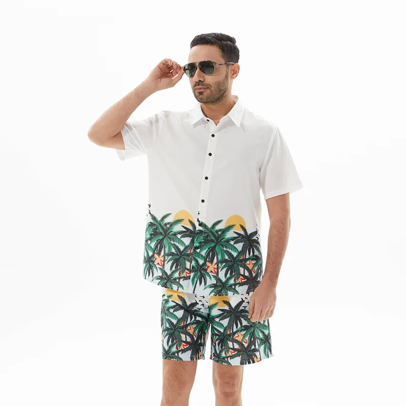 

2024 Printed Shirt Sets, High Quality Fashion Trend Shorts, Hawaiian Style Casual Floral Tops, Men's and Wom Outfits Summer