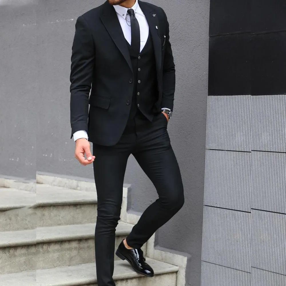 Mew Arrival 3 Pieces Black Two Button Mens Suit 2023 Slim Fit Tailor Made Groom Wear Wedding Business Blazer(Jacket+Vest+Pants)
Mew Arrival 3 Pieces Black Two Button Mens Suit 2023 Slim Fit Tailor Made Groom Wear Wedding Business Blazer(Jacket+Vest+Pants)