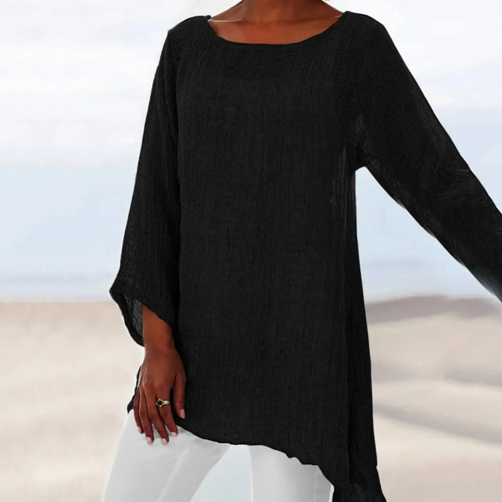 Plus Size Women Top Solid Color Linen O-Neck Long Sleeve Irregular Tunic Top T-Shirt Lady Clothing
Plus Size Women Top Solid Color Linen O-Neck Long Sleeve Irregular Tunic Top T-Shirt Lady Clothing