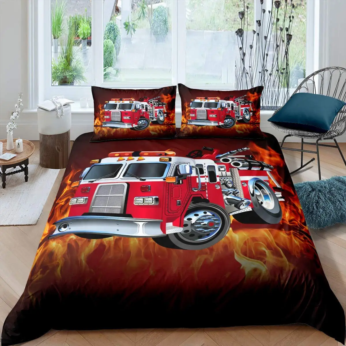 Fire Truck Fireman Duvet Cover Red Fire Fighting Supply Fire Extinguisher Polyester King Queen Size Quilt Cover for Kids Adult
Fire Truck Fireman Duvet Cover Red Fire Fighting Supply Fire Extinguisher Polyester King Queen Size Quilt Cover for Kids Adult