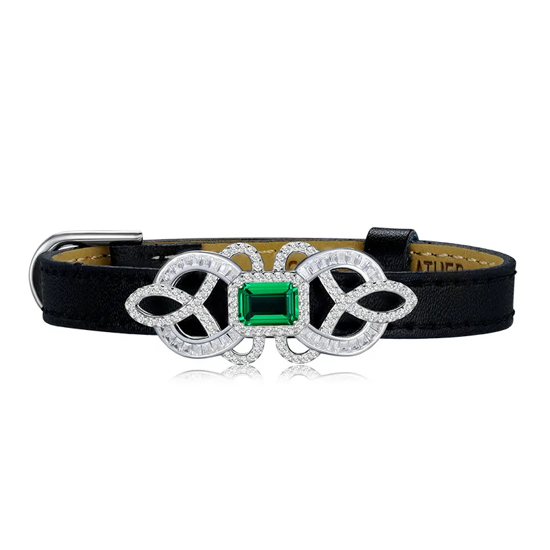 

2023 New S925 Silver Imitation Emerald One Carat Wristband Bracelet Women's Personalized Fashion Style