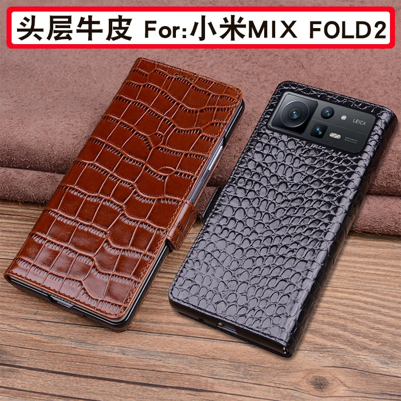 

New Hot Sales Luxury Genuine Leather Wallet Business Phone Case For Xiaomi Mix Flod2 Magicv Credit Card Money Slot Cover Holster