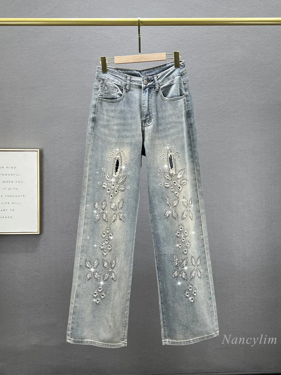 Thin Wide-Leg Jeans Women's Lengthened Trousers 2024 New Summer High Waist Loose Slimming Retro Hot Drilling Mop Pants Denim
Thin Wide-Leg Jeans Women's Lengthened Trousers 2024 New Summer High Waist Loose Slimming Retro Hot Drilling Mop Pants Denim