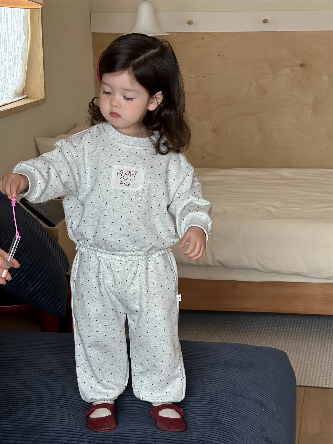 2025 Autumn New Baby Girl Long Sleeve Casual Clothes Set Toddler Dot Sweatshirt + Pants 2pcs Suit Cotton Toddler Girl Outfits 13 S27dc04442ed745caaa1e4f064520986bu