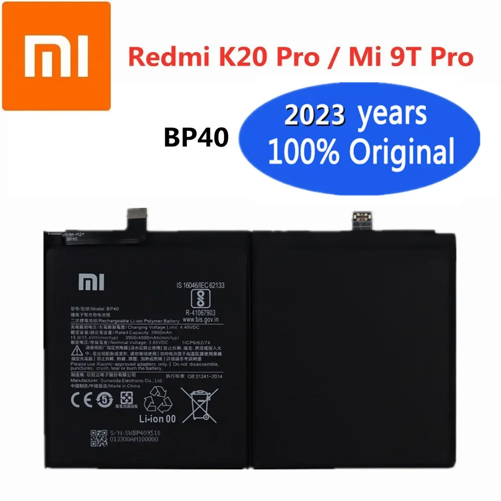 

2023 Years Xiao mi Original Battery BP40 For Xiaomi Redmi K20 Pro Mi 9T Pro Mi9T Pro Phone Battery Bateria 4000mAh Fast Shipping