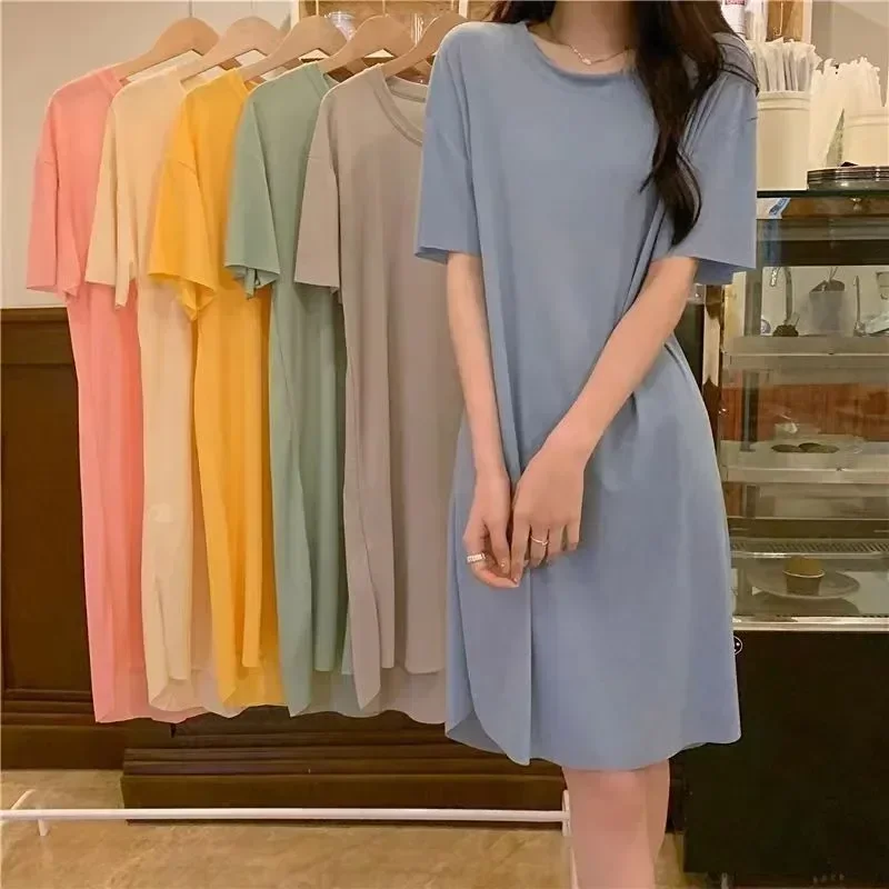 Neck Short Sleepwear Simple Loose Soft Length Nightwear Clothes Plus Size Ice Mid Silk Home Sleeve Women's Pajamas Casual
Neck Short Sleepwear Simple Loose Soft Length Nightwear Clothes Plus Size Ice Mid Silk Home Sleeve Women's Pajamas Casual