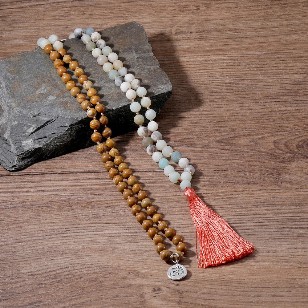 OAIITE Natural Yellow Wood Grain Necklace Women Reiki 108 Japamala Beaded Fringe Frosted Amazon Beaded Charm Necklace for Men
OAIITE Natural Yellow Wood Grain Necklace Women Reiki 108 Japamala Beaded Fringe Frosted Amazon Beaded Charm Necklace for Men