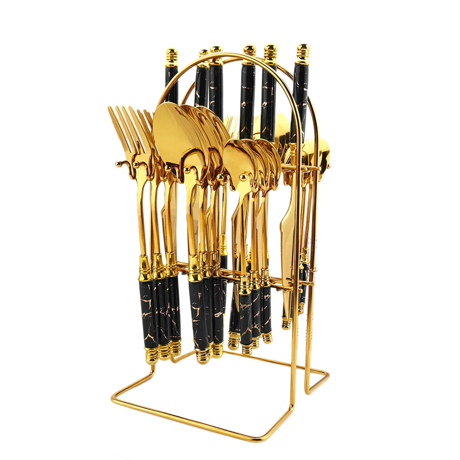 Drmfiy Dinnerware Set 16/24pcs Imitation Ceramic Stainless Steel Cutlery Set Knife Fork Spoon Gold Storage Rack Tableware Set
Drmfiy Dinnerware Set 16/24pcs Imitation Ceramic Stainless Steel Cutlery Set Knife Fork Spoon Gold Storage Rack Tableware Set