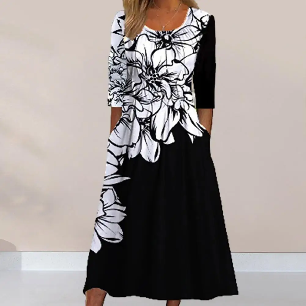 Women Printed Maxi Dress Elegant Floral Print Long Sleeve Dress for Women Stylish Mid-waist Pullover with Round Neckline
Women Printed Maxi Dress Elegant Floral Print Long Sleeve Dress for Women Stylish Mid-waist Pullover with Round Neckline