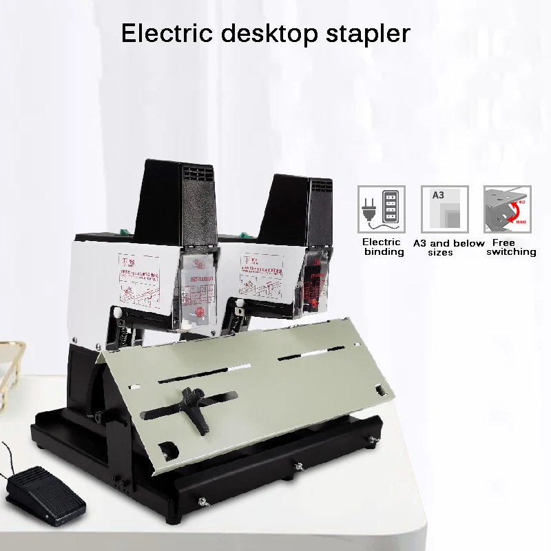 

A3 Electric Double Head Flat/Saddle Stapler Machine Stitcher For Universal Staples Binder Paper Book Binding Machine ST105G 160