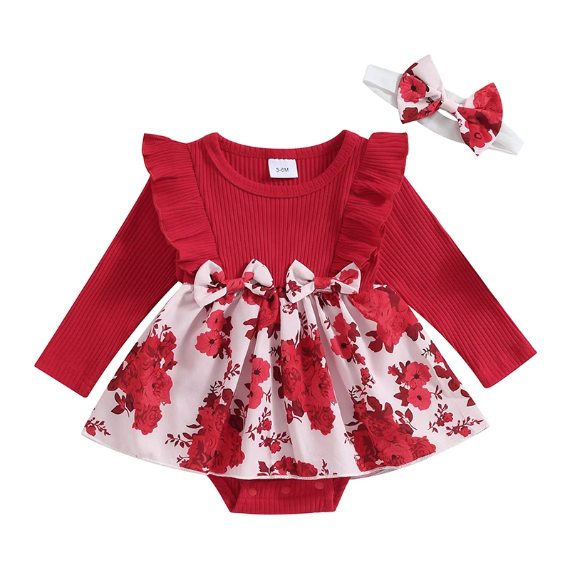 Newborn Girl Outfit, Long Sleeve Crew Neck Flower Print A-line Romper Dress with Bowknot Headband Clothes
Newborn Girl Outfit, Long Sleeve Crew Neck Flower Print A-line Romper Dress with Bowknot Headband Clothes