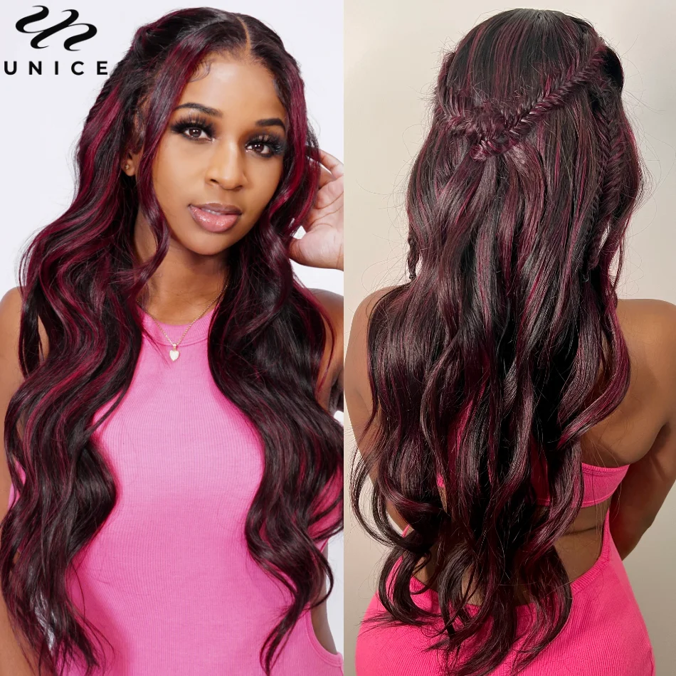 UNice Natural Black Wig With 99J Burgundy Highlight Mixed Color Straight Human Hair Wig 13x4 Lace Frontal Wigs Money Piece Hair
UNice Natural Black Wig With 99J Burgundy Highlight Mixed Color Straight Human Hair Wig 13x4 Lace Frontal Wigs Money Piece Hair