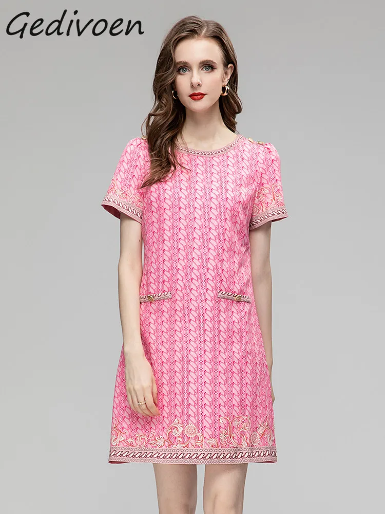 Gedivoen Summer Fashion Designer Elegant Loose Casual Dress Women's O-Neck Short Sleeve Pocket Holiday Party Print Mini Dress
Gedivoen Summer Fashion Designer Elegant Loose Casual Dress Women's O-Neck Short Sleeve Pocket Holiday Party Print Mini Dress