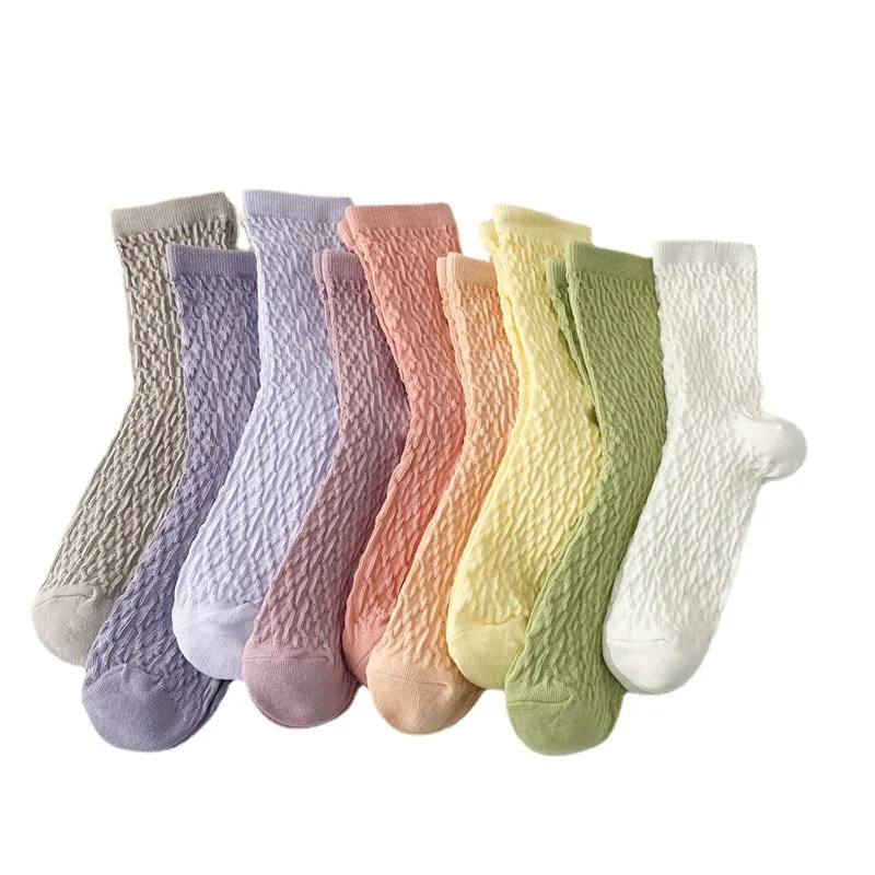 

Solid Color Candy Cute Girl Socks Four Seasons Women's Middle Tube Socks Cotton Comfortable Sock