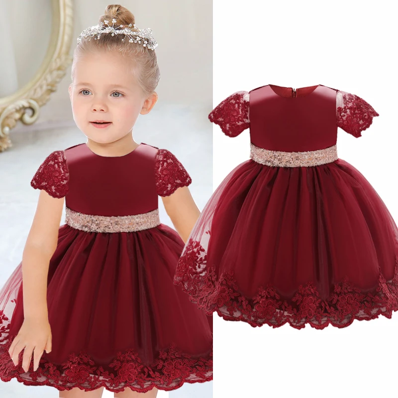 

Toddler Kids Pink Formal Gala Costume Birthday Party Dress For 12M 1st Baby Girl Vintage Floral Big Bow Tutu Gown For Wedding