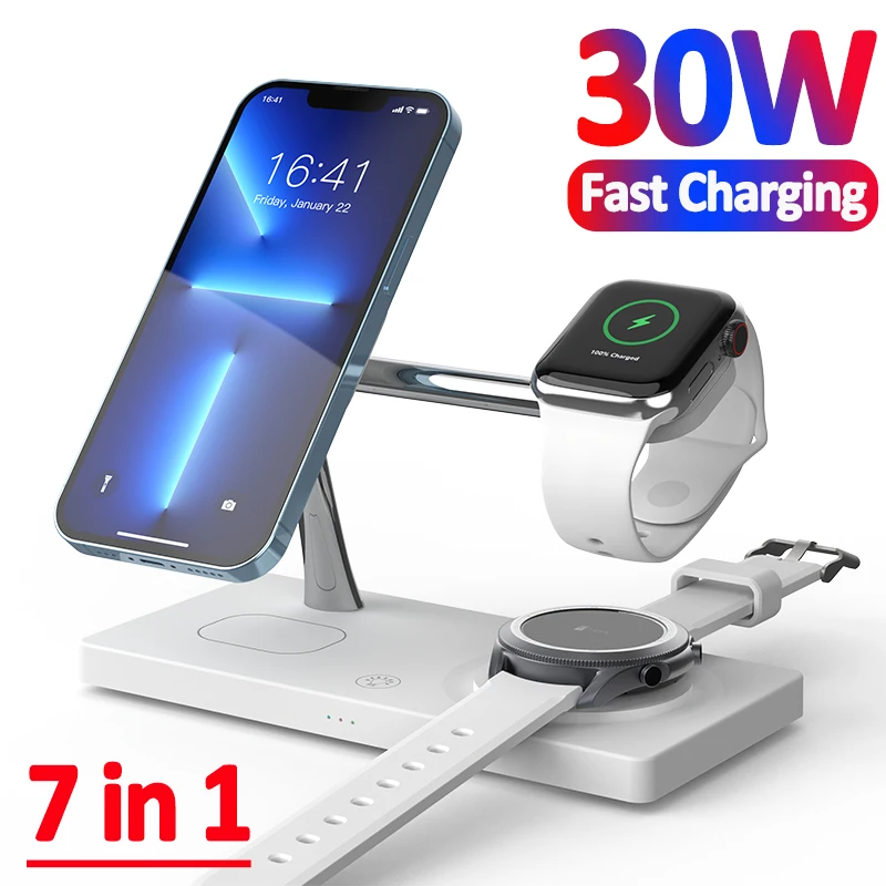 7 in 1 15W Fast Magnetic Wireless Charger Stand for iPhone 14 13 12 Charging Station for samsung Galaxy Watch3/4/5 Apple Watch 8
7 in 1 15W Fast Magnetic Wireless Charger Stand for iPhone 14 13 12 Charging Station for samsung Galaxy Watch3/4/5 Apple Watch 8
