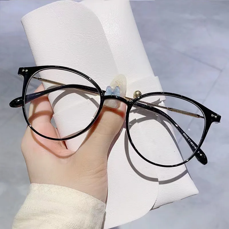 

Cold Brown Glasses Myopia Women's Anti-Blue Light to Make Big Face Thin-Looked Degrees Plain Glasses Frame Glasses Frame