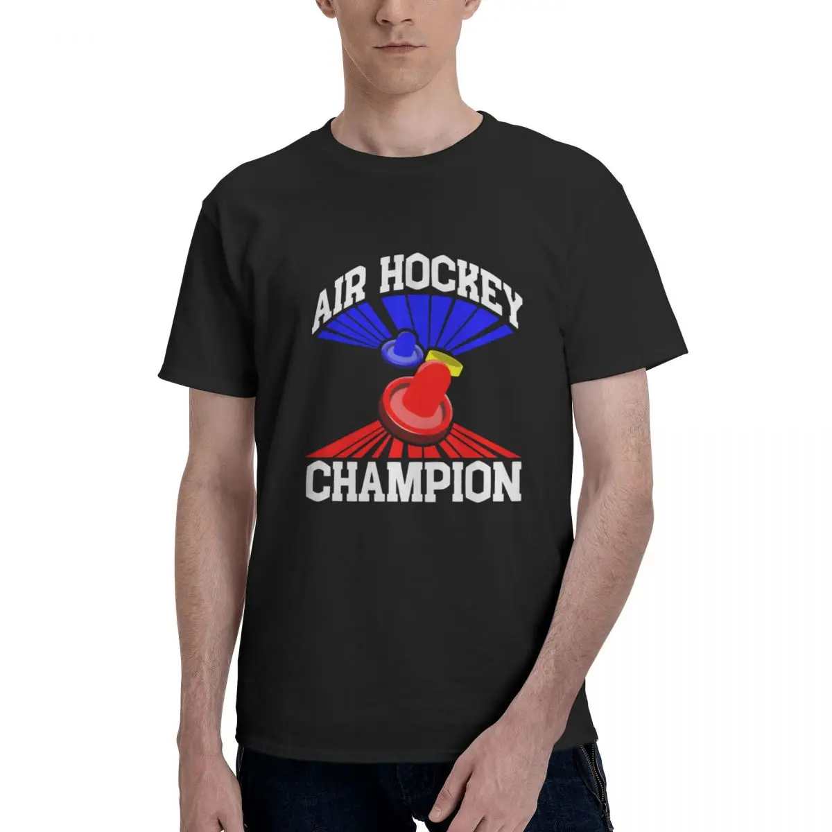 

Air Hockey Champion Essential Tee Men's Basic Short Sleeve T-Shirt Vintage Tops Free shipping