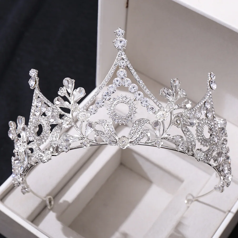 

HB39 Crystal Bride Crown Princess Headdress Birthday Rhinestone Headband Wedding Hair Accessory Bridal Tiara Vintage Headpieces
