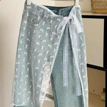 Saia Curta Branca de Renda: Elegância e Charme para o Verão 9 Horetong One Piece Korean Floral Embroidery Lace Layering Wearing Single Piece With Half Body Gauze Skirt Butt Curtain Inside