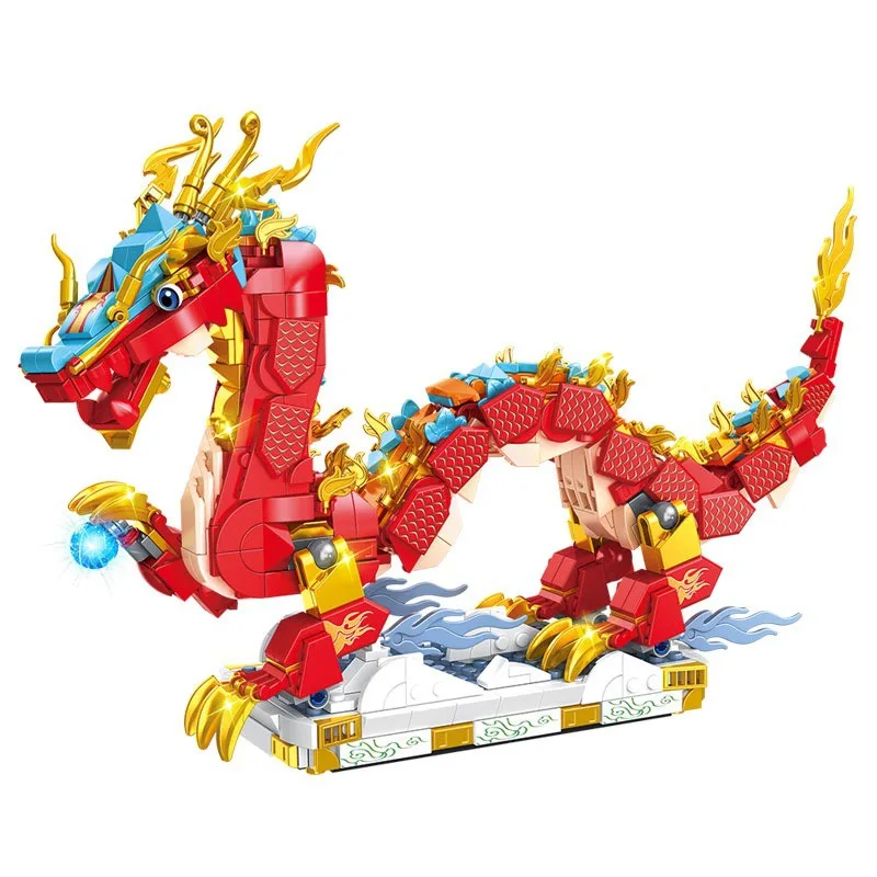 

Конструктор MOC Китайский благоприятный дракон, набор строительных блоков, игрушки для детей, новогодние подарки, игрушка, 767 деталей, кирпичи для 80112