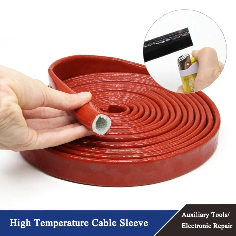 1/2/5m Silicone Fiberglass Tube Coated Glass Fiber Braided Fireproof Sleeve Fire Retardant Case High Temperature Cable Sleeve
1/2/5m Silicone Fiberglass Tube Coated Glass Fiber Braided Fireproof Sleeve Fire Retardant Case High Temperature Cable Sleeve