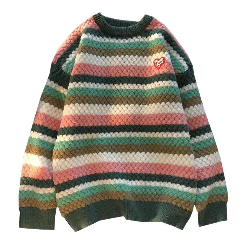 Tender Knitwear Casual Sweet Woman's Sweater Rainbow Harajuku Stripe Embroidery Love-heart Pattern Letter Pullover Female S-2xl
Tender Knitwear Casual Sweet Woman's Sweater Rainbow Harajuku Stripe Embroidery Love-heart Pattern Letter Pullover Female S-2xl