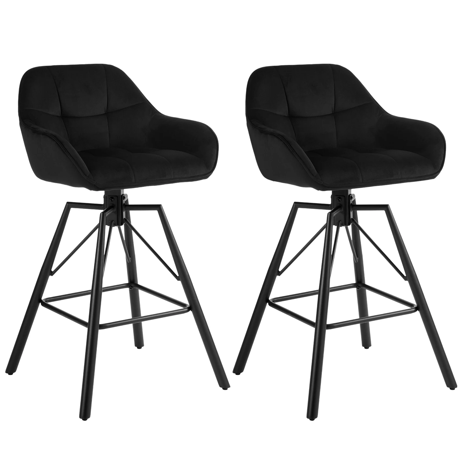 2PCSS/SET Rotatable Bar Stool Velvet High Bar Chair 360° Swivel Padded Seat with Backrest Footrest Counter Stool 15 Mallzona S27fc87c383314497a88352cafab87d82E 2PCSS/SET Rotatable Bar Stool Velvet High Bar Chair 360° Swivel Padded Seat with Backrest Footrest Counter Stool Mallzona