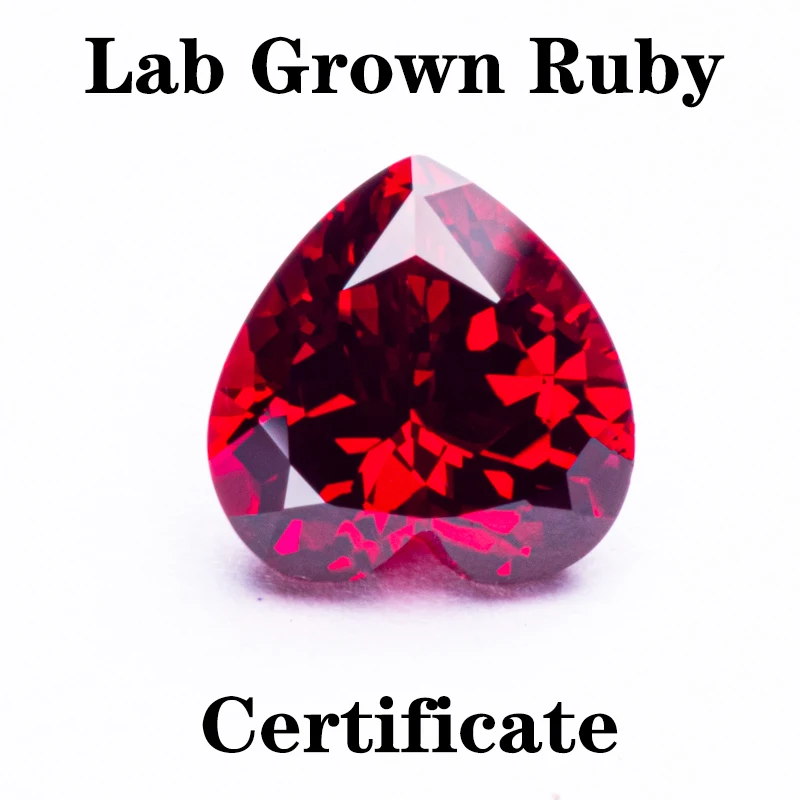 

Lab Grown Ruby Heart Shape Pigeon Blood VVS1 Charms Diy for Advanced Jewelry Making Materials Selectable AGL Certificate