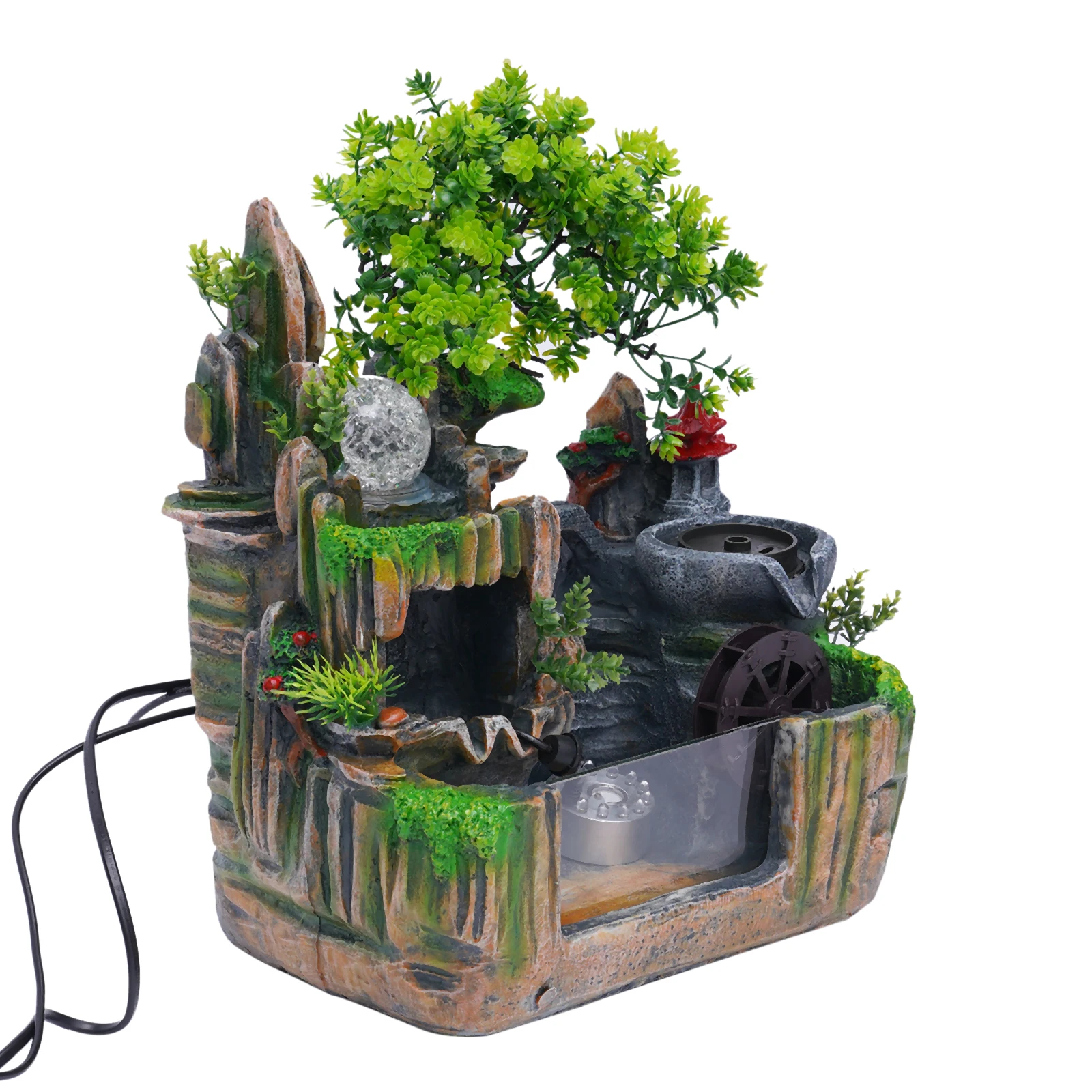 Rockery Fountain Small Rockery Water Fountain Indoor with LED Lamp Atomization Effect Suitable for Office Decoration Rockery Fountain Small Rockery Water Fountain Indoor with LED Lamp Atomization Effect Suitable for Office Decoration