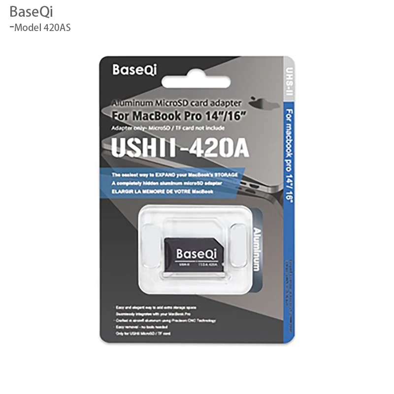 

BaseQi for MacBook Pro 14inch 16inch M1/M2/M3 Micro sd Card Adapter 420AS Aluminum Mac Pro Mini Drive Card Reader Year2023/22/21