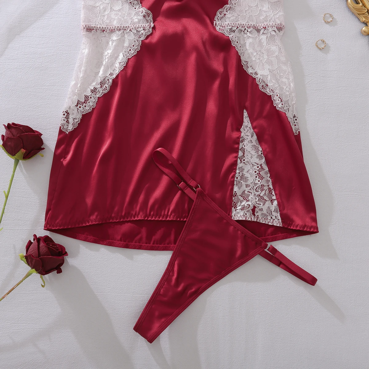 Muziskat 2025 New Lace Patchwork Ladies Bra Set Sexy Erotic Low-cut Luxury French Nightgown Split Sling Two Piece Set 27 S2803b142e79044ae9999c42d27c2be71G
