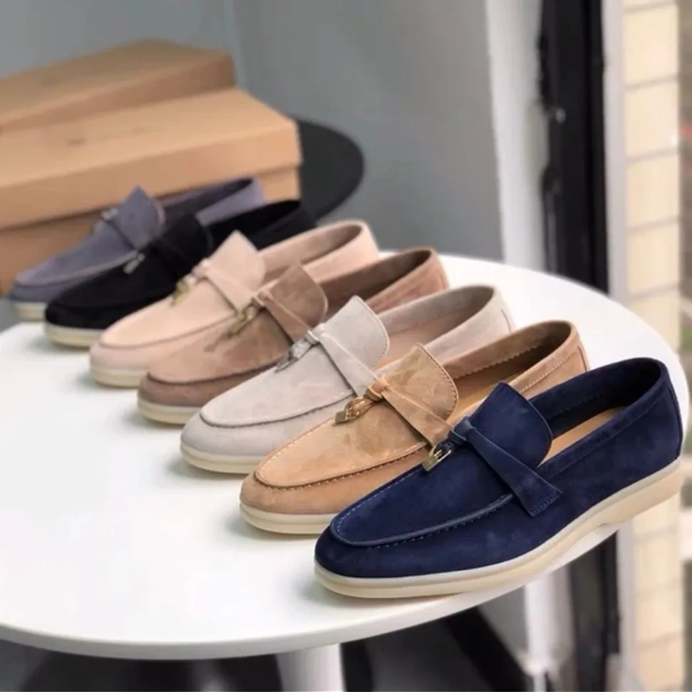 

Leather loafers flat bottomed casual shoes, women's looper new luxury casual shoes, men's spring and autumn walking lofook shoes