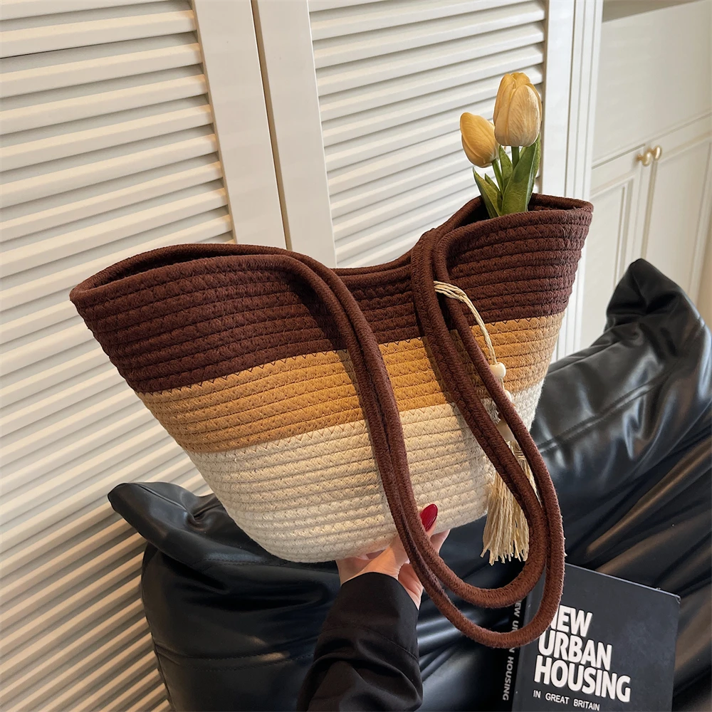 Striped Cotton Rope Tote with Tassel 11 S28044060bb2a44ea919c1de314cf9108X