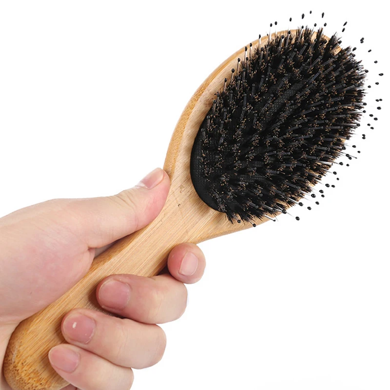 

1Pcs Hair Brush Natural Bamboo Handle Boar Bristles Anti-static Hair Scalp Paddle Hairbrush Gasbag Massage Comb Hair Care