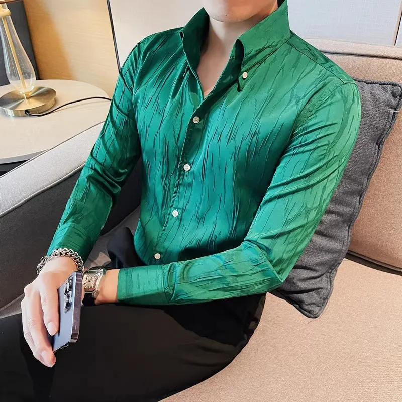 Luxury Autumn 3D Pleated Shirt for Men Long Sleeve Slim Lapel Shirts High-quality Casual Business Dress Shirts Men Clothing 2023
Luxury Autumn 3D Pleated Shirt for Men Long Sleeve Slim Lapel Shirts High-quality Casual Business Dress Shirts Men Clothing 2023