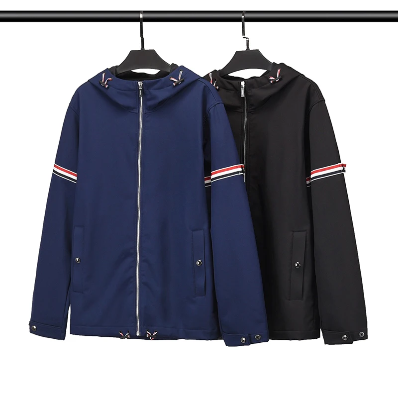 TB THOM Jacket Men's Fashion Brand High Quality Hooded Zipper RWB Striped Coat Classic Outdoor Waterproof Sports Windbreaker
TB THOM Jacket Men's Fashion Brand High Quality Hooded Zipper RWB Striped Coat Classic Outdoor Waterproof Sports Windbreaker