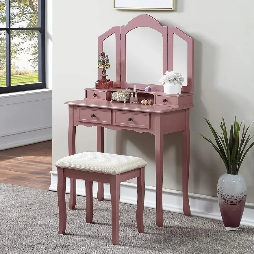 

Деревянная мебель Roundhill Sanlo, искусственный столик и стул, розовое золото