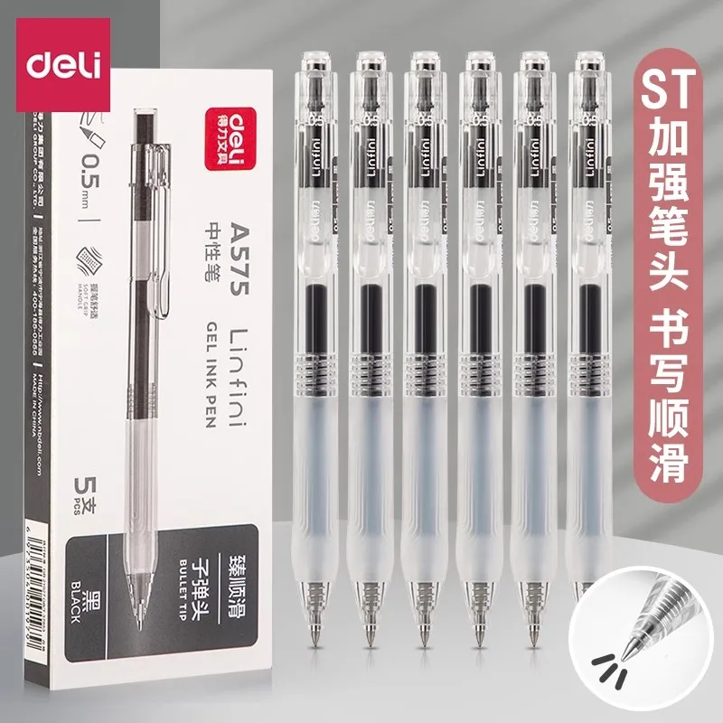 Deli Retractable Gel Ink Pens 0.5mm Black Blue Bullet Tip Office Writing Pen Replaceable Refills Office School Learning Supplies
Deli Retractable Gel Ink Pens 0.5mm Black Blue Bullet Tip Office Writing Pen Replaceable Refills Office School Learning Supplies
