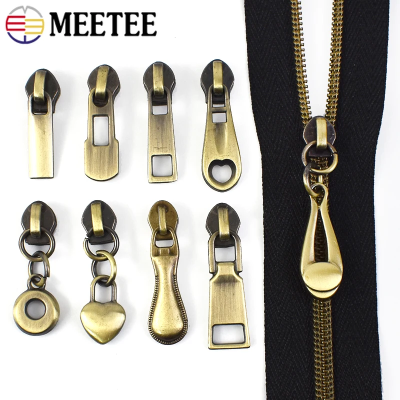 

20/30/50Pcs 3# Brass Zippers Slider for Nylon Zips Bag Pocket Wallet Decor Zipper Puller Repair DIY Clothing Sewing Accessories