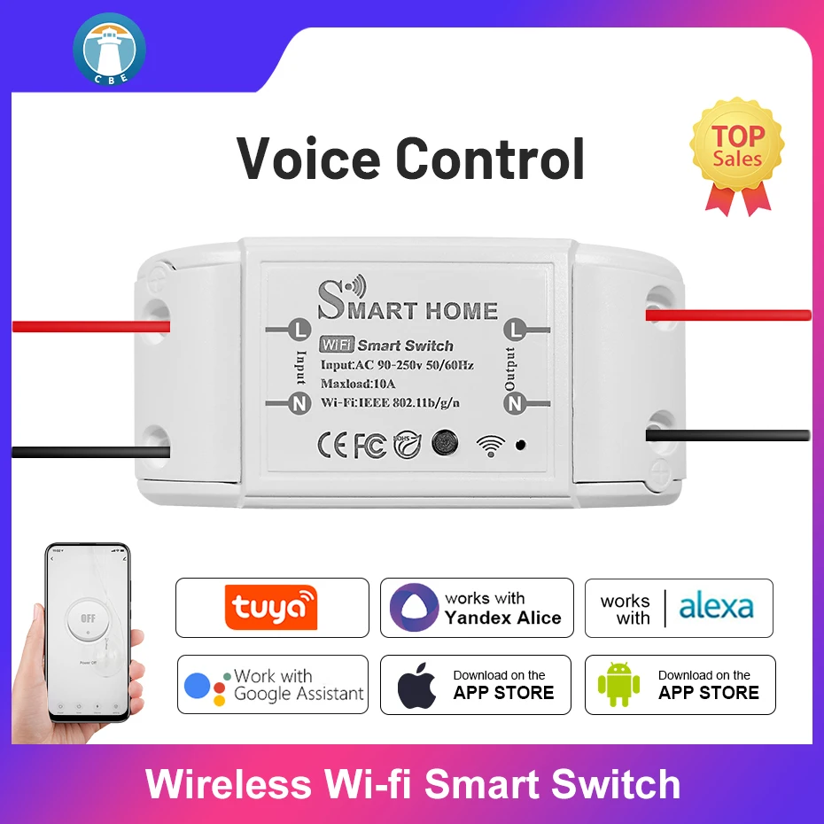 CBE Tuya Smart Life Switch Module Automation Wireless Remote Control DIY Light Switches Universal Breaker for Alexa Google Home
CBE Tuya Smart Life Switch Module Automation Wireless Remote Control DIY Light Switches Universal Breaker for Alexa Google Home